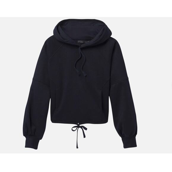 NEW prAna Sweatshirt Hoodie Women Ziller Wool Blend Cropped Navy Blue Size Large - Picture 1 of 6